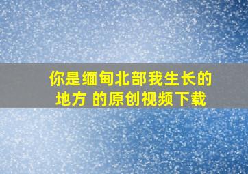 你是缅甸北部我生长的地方 的原创视频下载